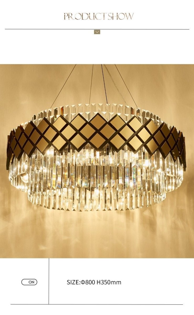 Modern Crystal Gold Rectangle Chandelier Lighting For Dining Room Bedr