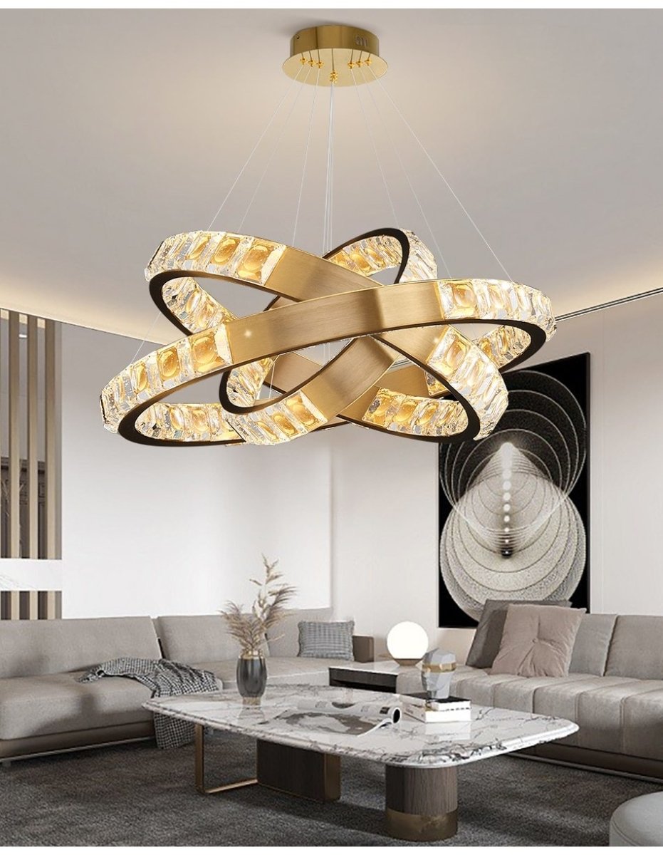 Inside Outside Luxury Gold & Black Multi-Ring Chandelier